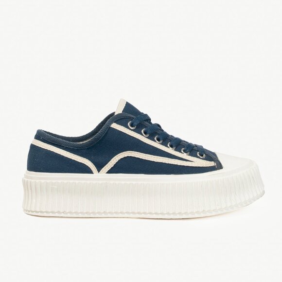 Dorothee Schumacher Cool Canvas Navy Lace-Up Platform Sneakers - Picture 1 of 9